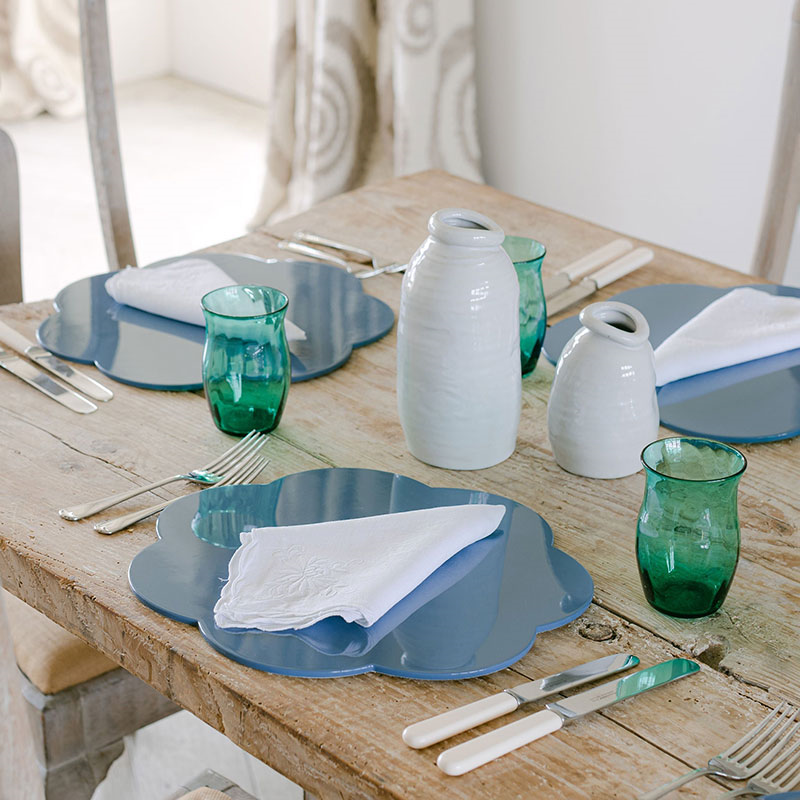 DENIM LACQUER Set of 4 Placemats D33cm, Denim, Set of 4, Denim Blue-0