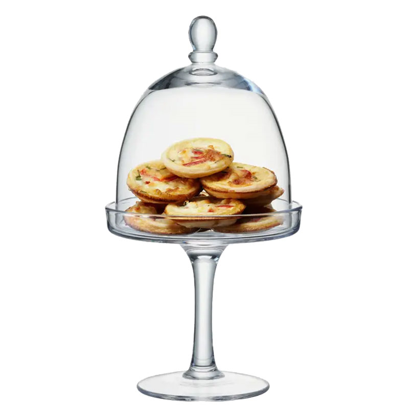 Serve Glass Dome and Stand, D15cm, Clear-3