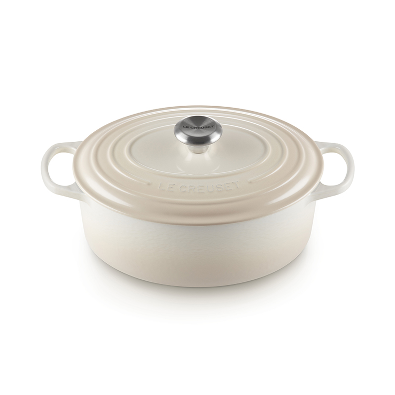 Signature Cast Iron Oval casserole, 27cm - 4 litre, Meringue-0