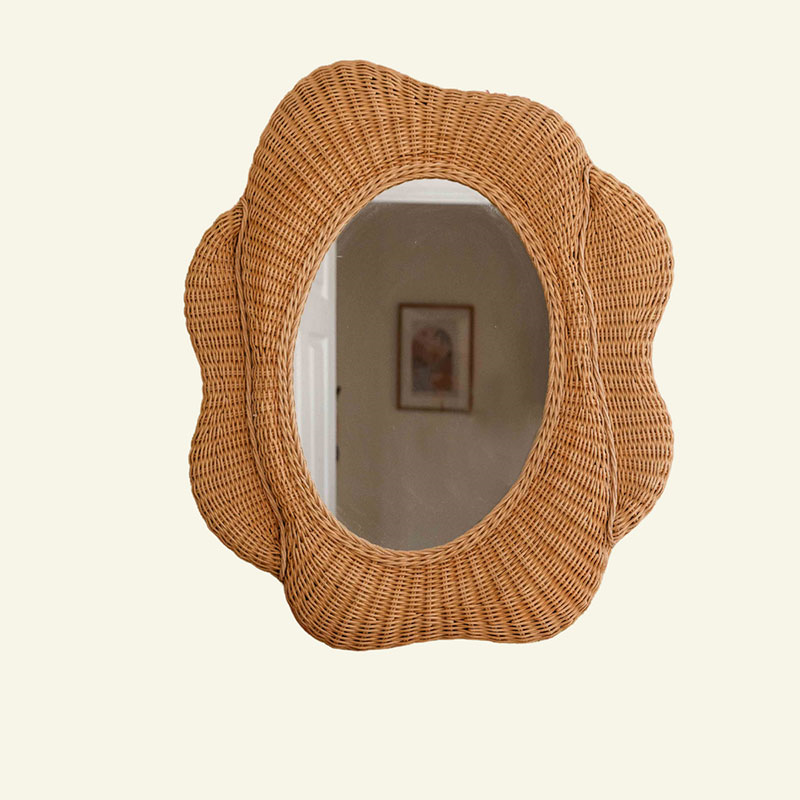 Blossom Oval Rattan Mirror, 60cm, Natural-1