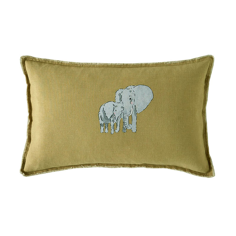 ZSL Elephant Cushion, H30 x L50cm, Mustard-0