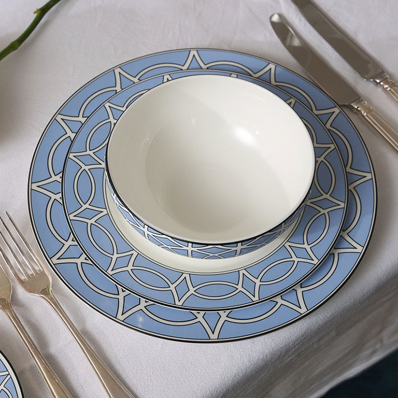 Loop Set of 2 Dinner Plate, D26cm, Cornflower Blue-2