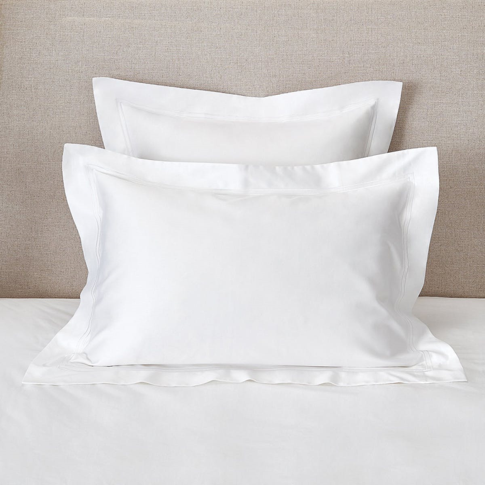 Symons Double Row Cord - 1000 Thread Count Egyptian Cotton Sateen Oxford pillowcase, 50 x 75cm, White With Border-0