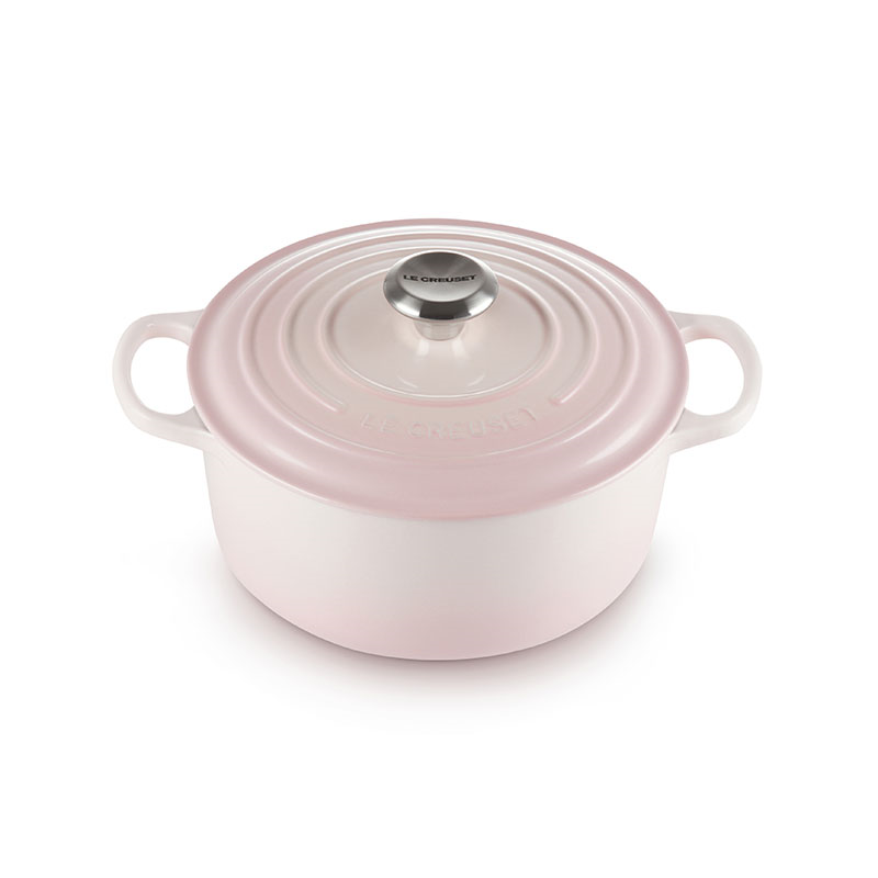 Signature Cast Iron Round Casserole, 28cm, Shell Pink-0