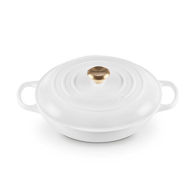 Cast Iron Shallow Casserole, 30cm, White-3