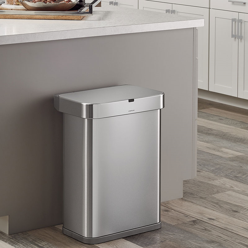 Sensor Bin with Voice and Motion, 58L, Brushed Stainless Steel-1