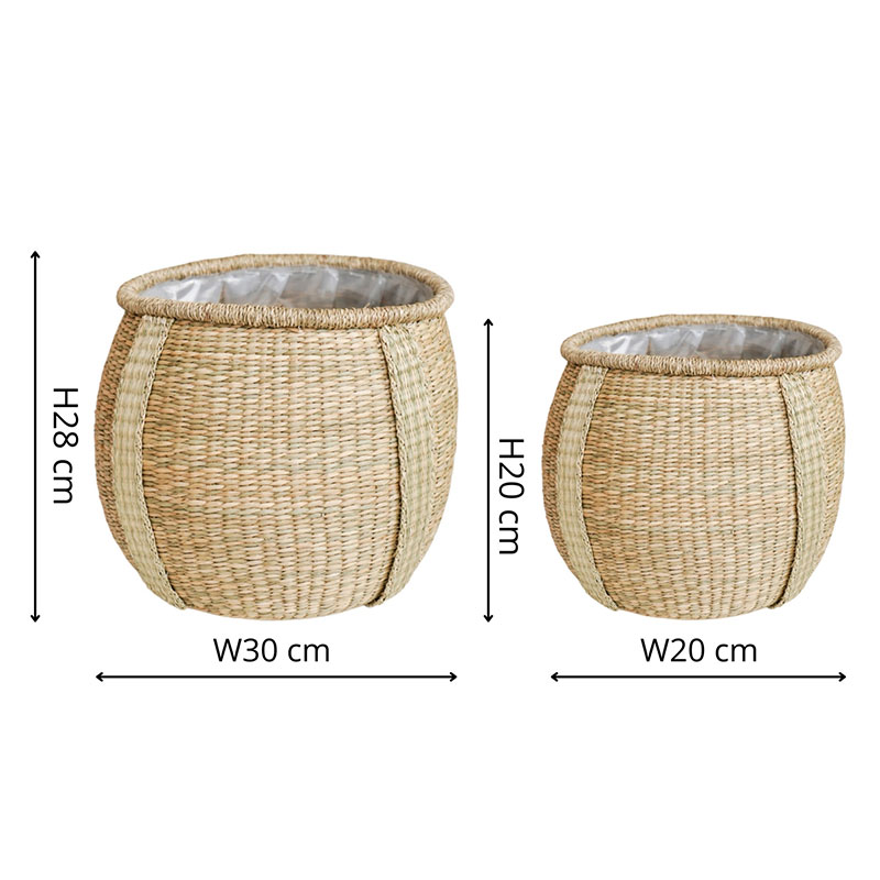 Pando Set of 2 Seagrass Baskets, Natural-3