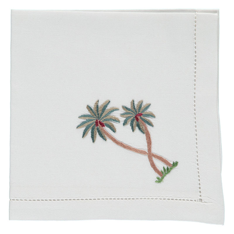 Palm Set of 4 Napkins, 45 x 45cm, White-1