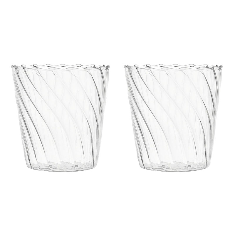 Rippled Pair of Tumblers, 9cm, Clear-0