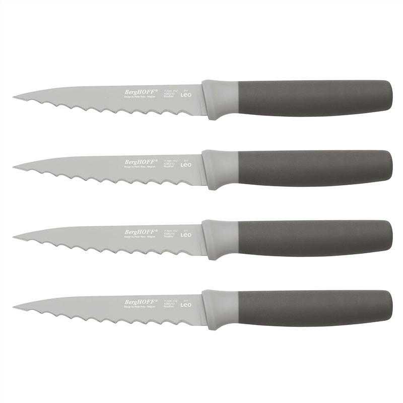 Leo, Set of 4 Steak Knife, Grey-0