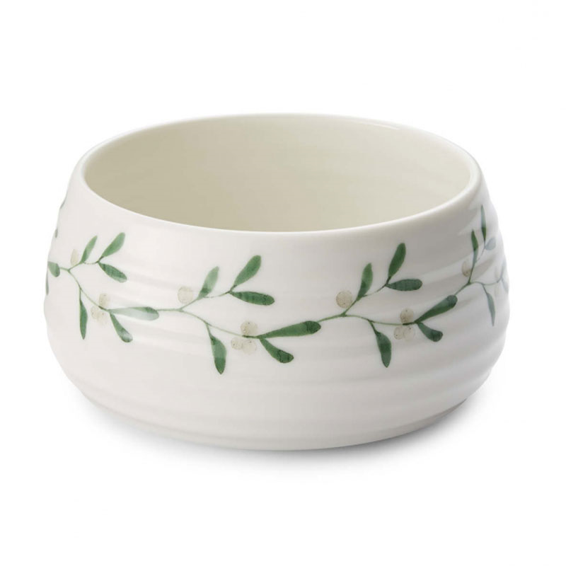 Mistletoe Set of 4 Small Serving Dish, D12cm, White/Green-0