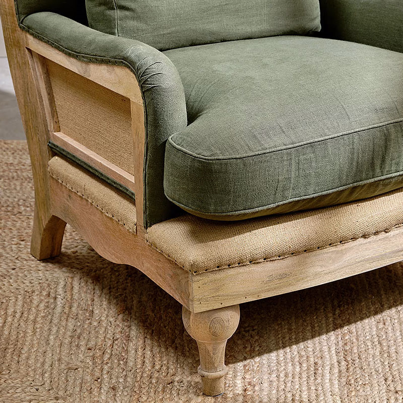 Abe Linen Armchair, Olive-4