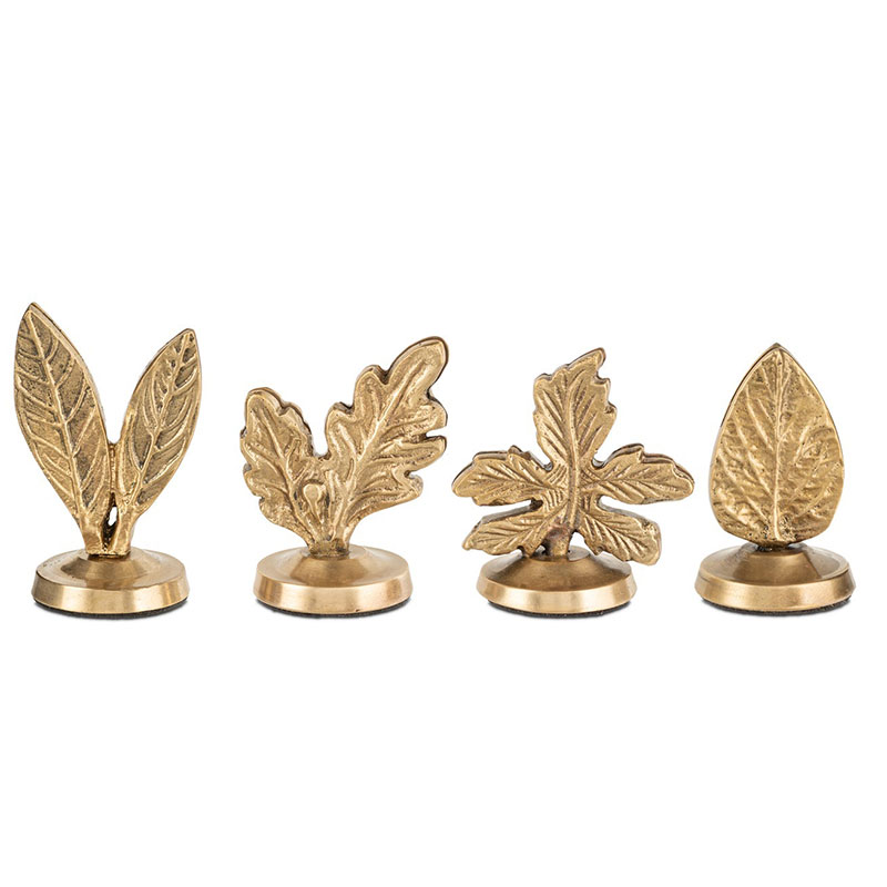 Leaf Set of 4 Place Card Holders, Brass-1