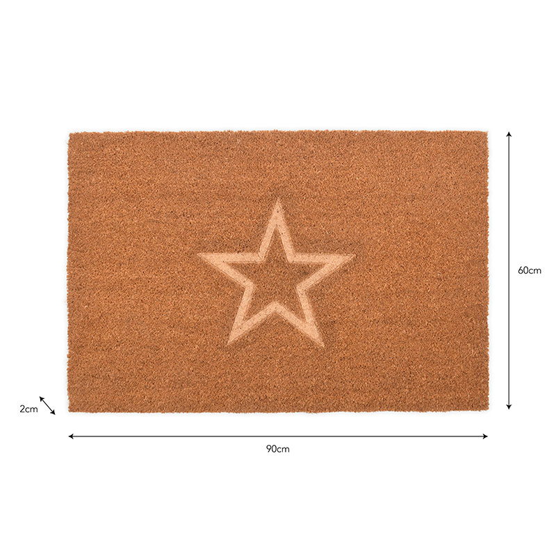 Star Embossed Doormat, Large, Coir-3