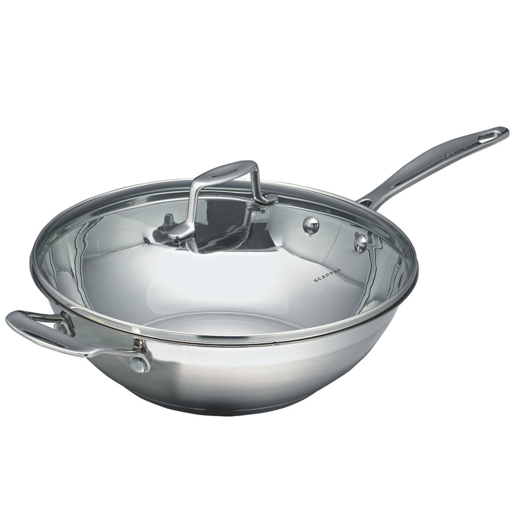 Impact Wok with glass lid, 32cm, stainless steel-0