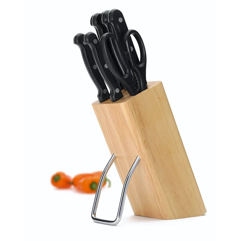 Wooden Six Piece Knife Block Set, Black-1