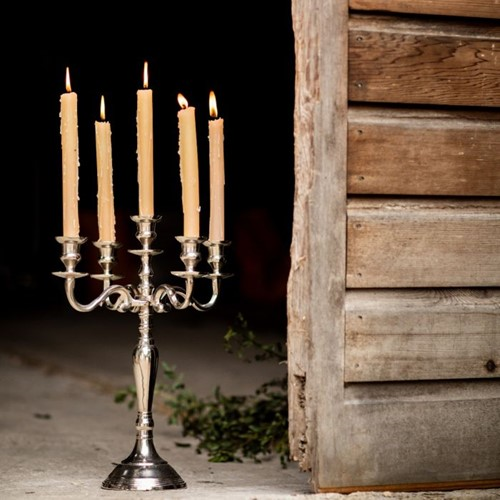 Classic 5 arm candelabra, 38cm, Aluminium And Nickel-1