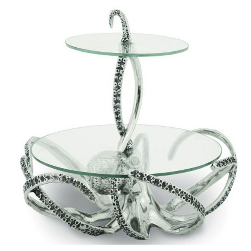 Octopus Cake Stand, H36 x D37cm, Silver-2