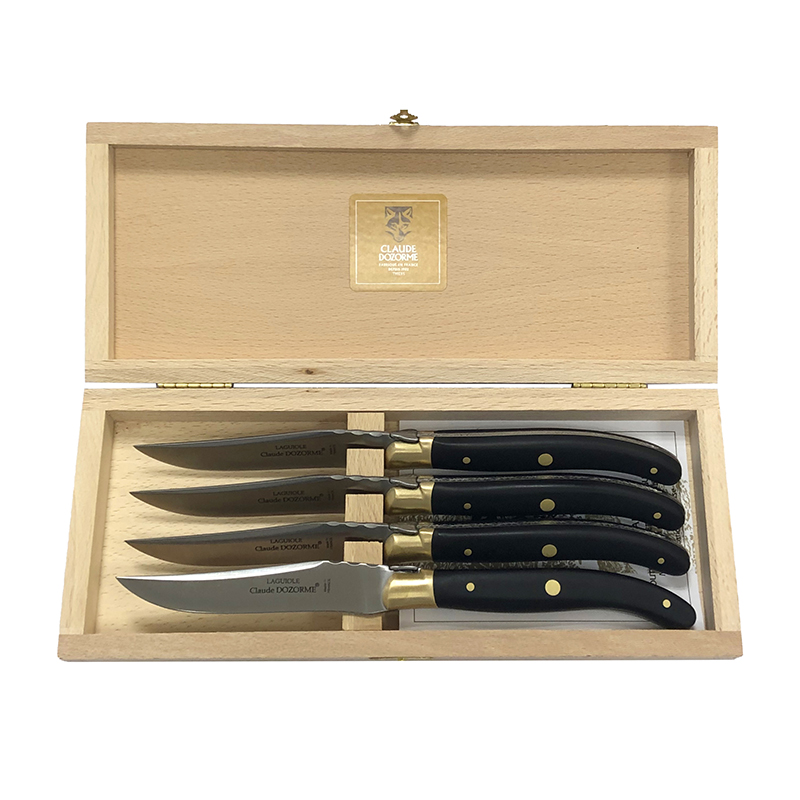 Laguiole Boxed Set of 4 Steak Knives, Black-0