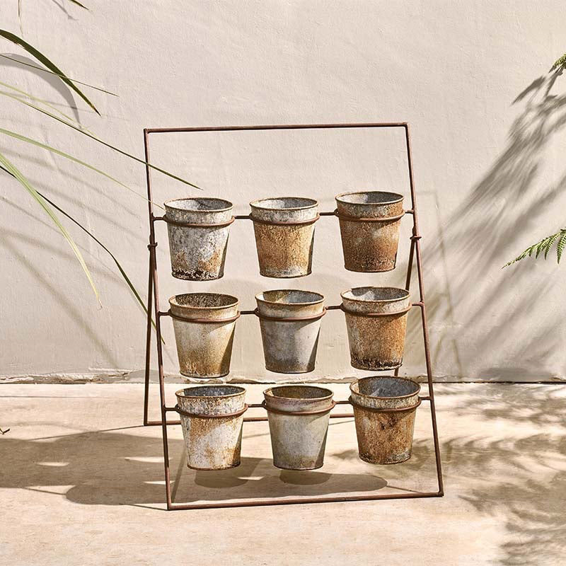 Abari Planter Stand, H68 x W47cm, Aged Zinc/Brown-1