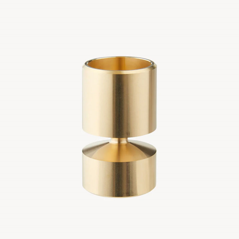 Brass Candle Holder, H4.5cm, Satin Solid Brass-1