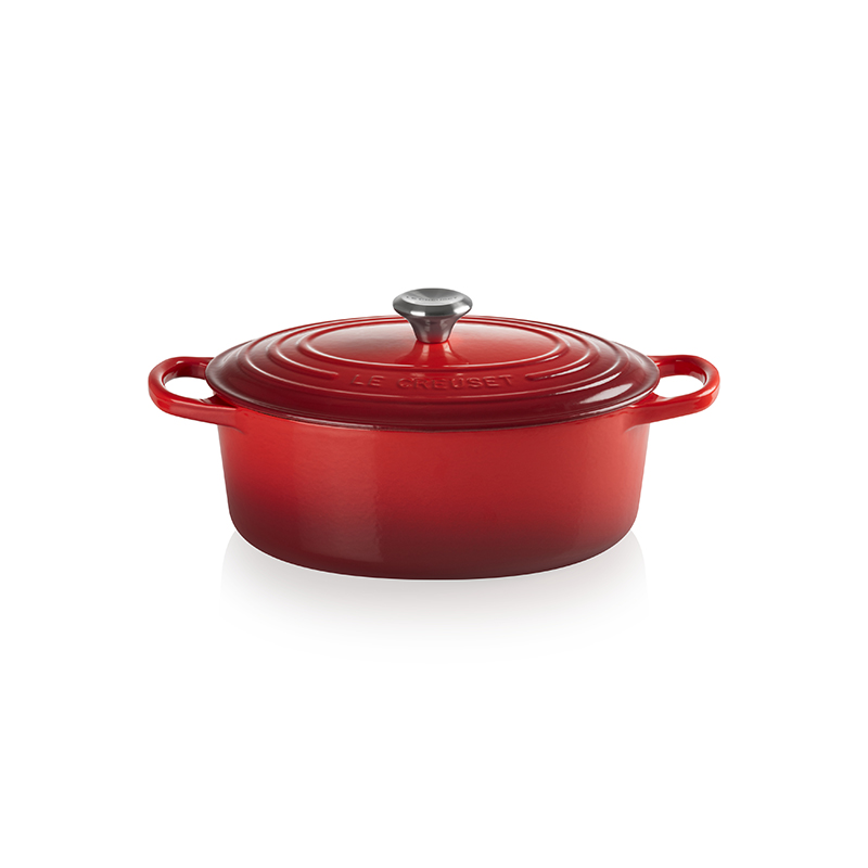 Signature Cast Iron Oval casserole, 25cm - 3 litre, Cerise-3