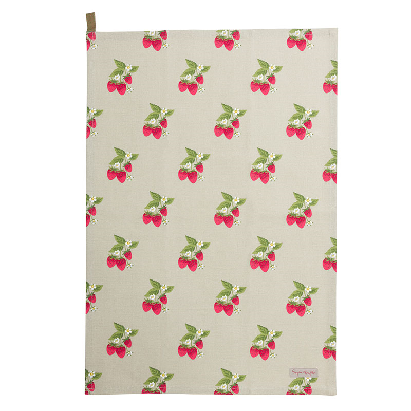 Strawberries Set of 2 Tea Towels, Natural, Green, Red-4