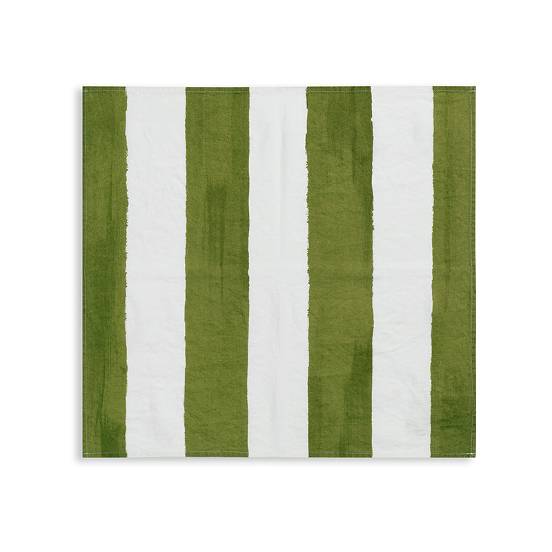 Stripe Linen Napkin, 50cm x 50cm, Avocado Green-0