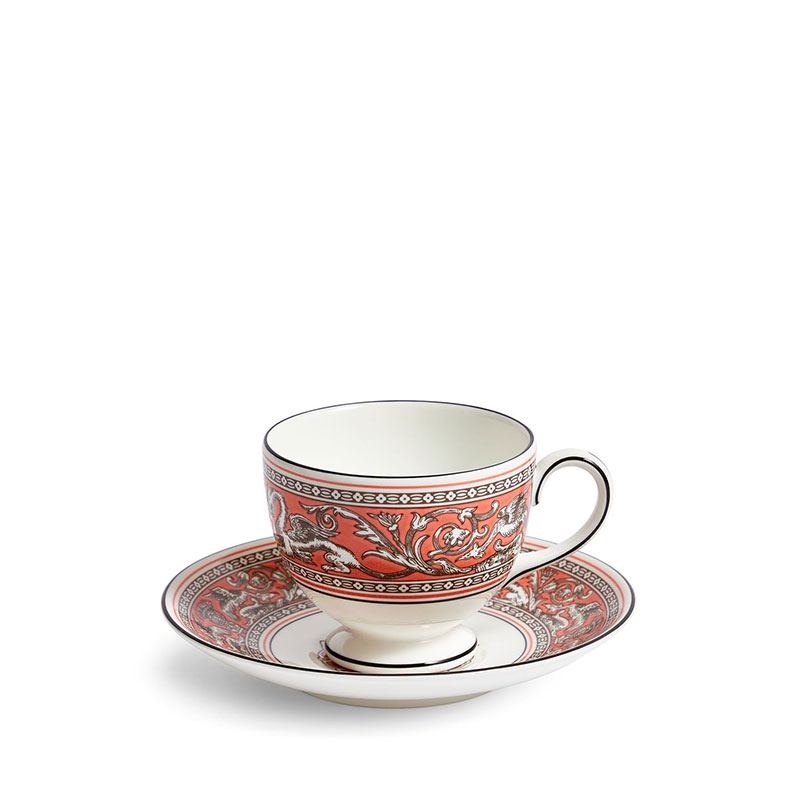 Florentine Teacup and Saucer, 174ml, Salmon-1