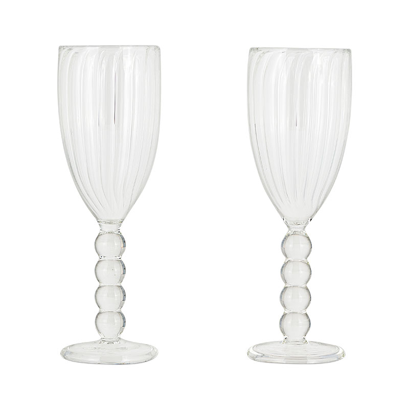 Santosa Set of 2 Champagne Flutes, Clear-1