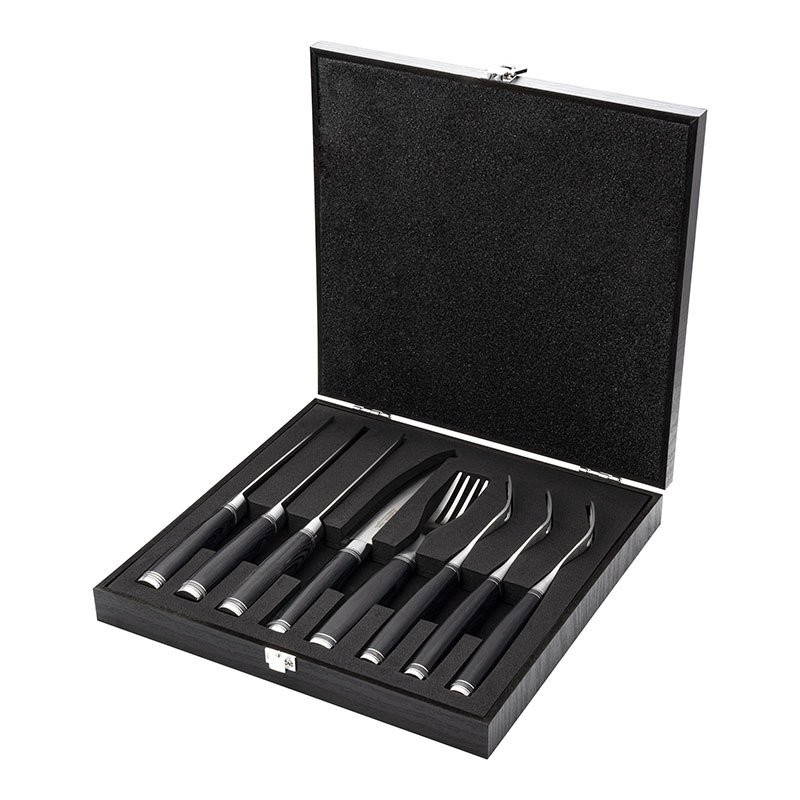 Katana Saya Pakkawood 8 Pce Steak Knife & Fork Set-1