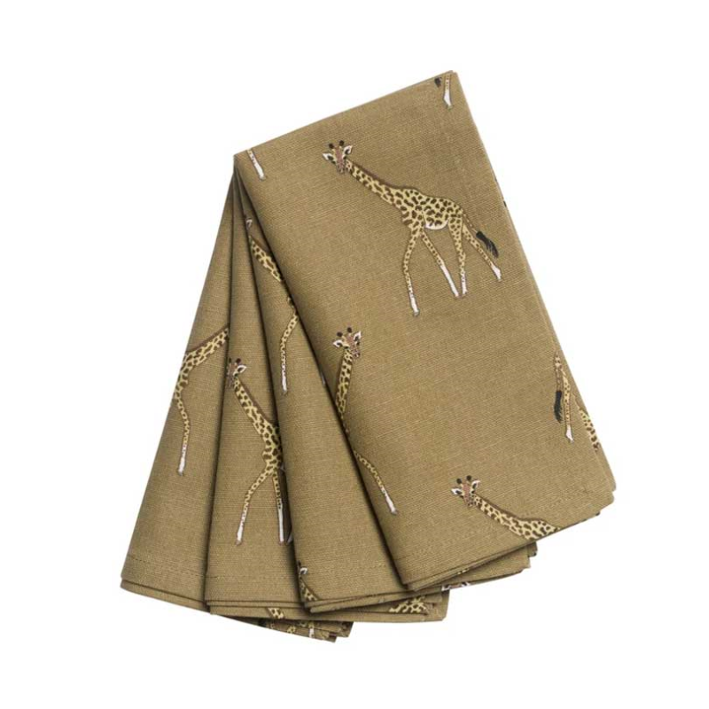 Giraffe Set of 4 Napkins, 41 x 41cm, Mustard-0