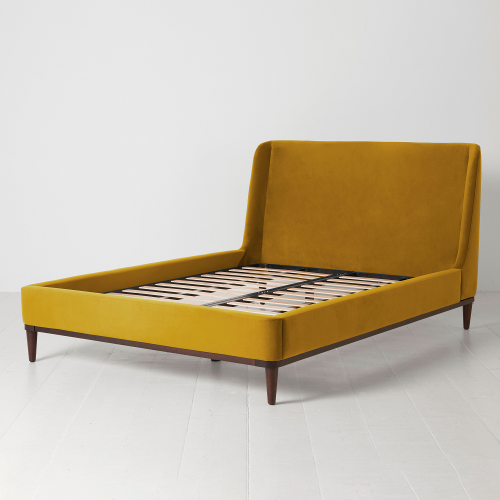 Bed 01 Velvet Double Frame, Mustard-1