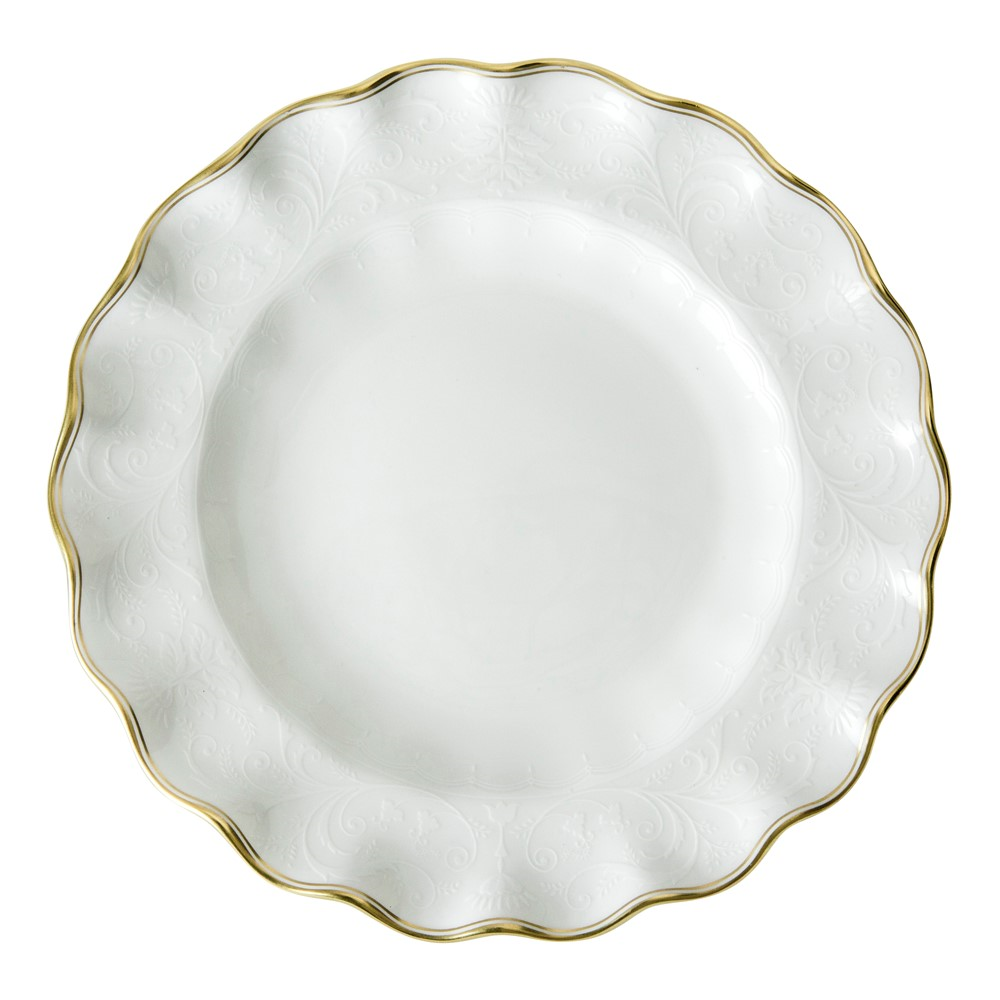 Darley Abbey Pure Gold Fluted dessert plate, 21cm, White/Gold-0