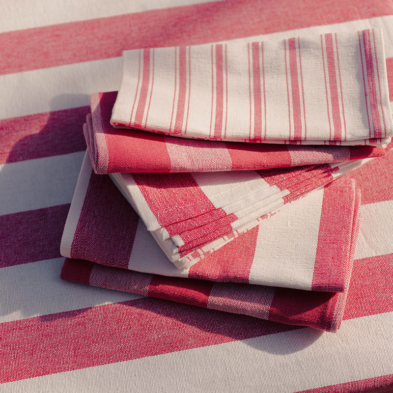 Stripe Set of 6 Napkins, W45 x L45cm, Punch Pink-0