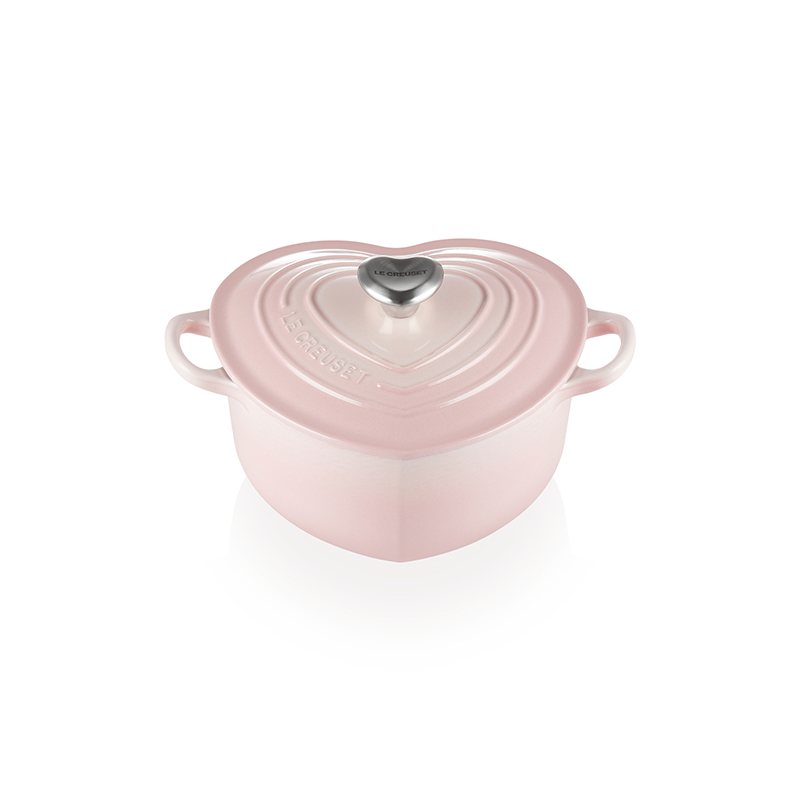 Signature Cast Iron Heart Casserole, Shell Pink-0