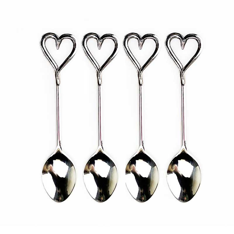 Love Heart Set of 4 Spoons, L12.5cm, Silver-1