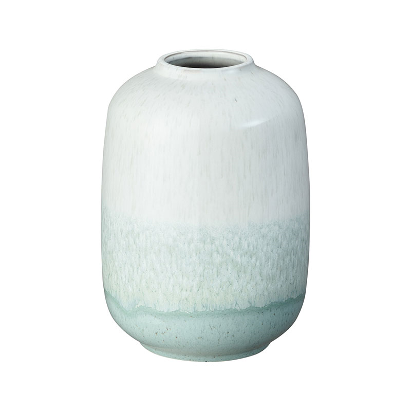 Kiln Green Small Barrel Vase, H12cm-0