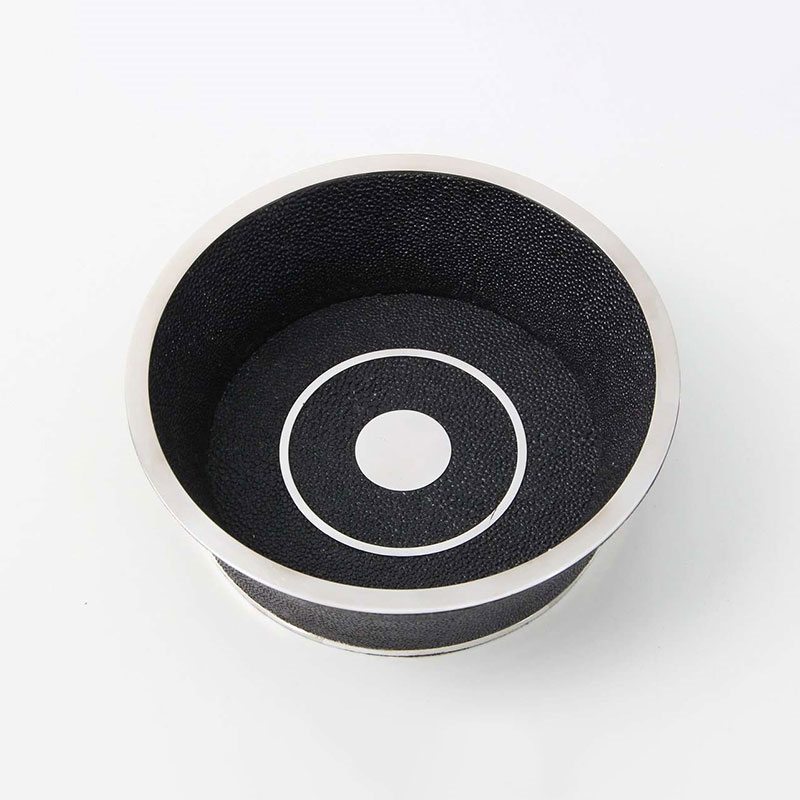 Wine Bottle Coaster, D16cm, Caviar Black Shagreen-2