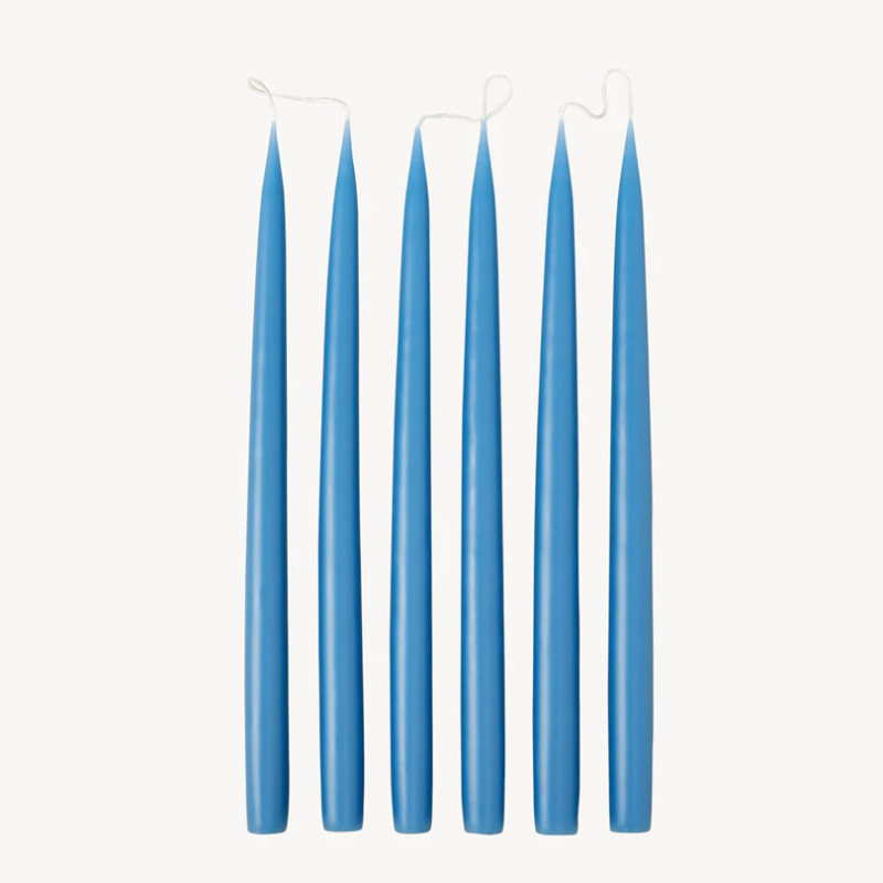 Set of 6 Tapered Dinner Candles, H35cm, Wedgewood Blue-0