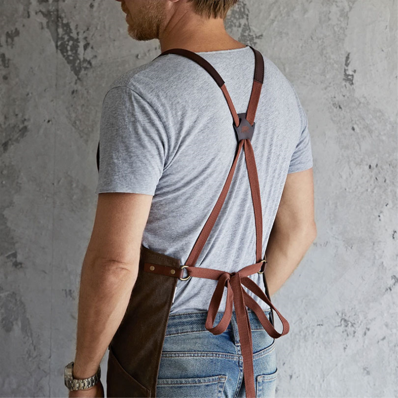 Waxed Canvas Apron, Tobacco Brown-3