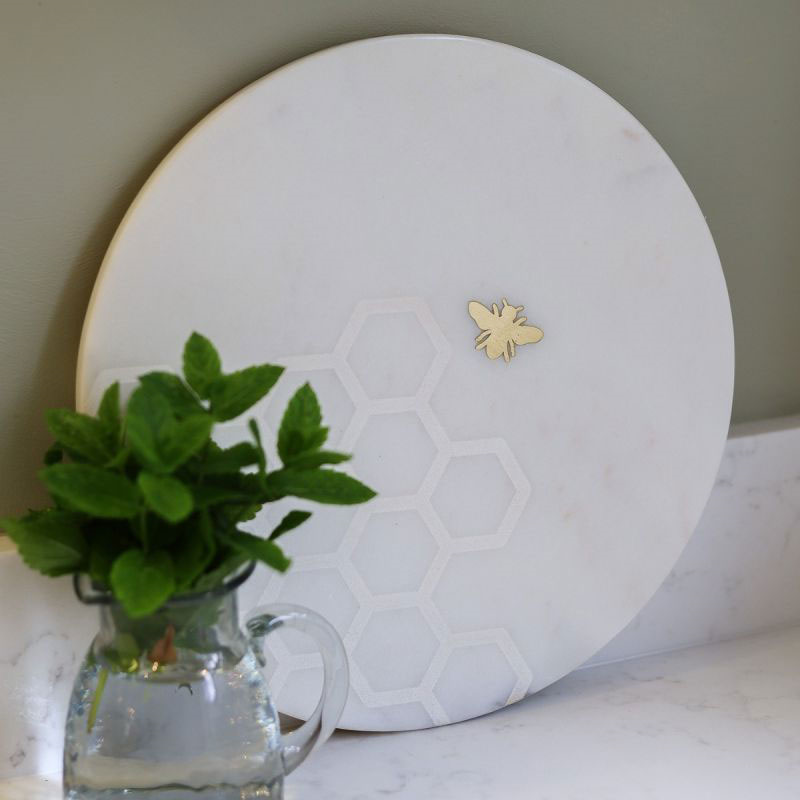 Bee Cheese Board, D30cm, White-3