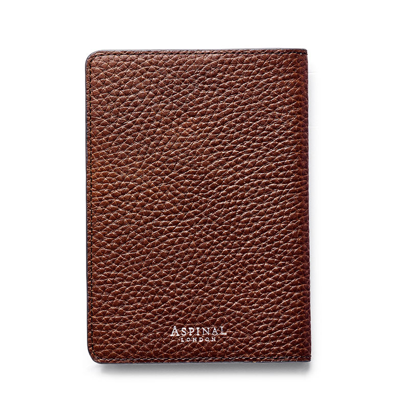 Passport Cover with Card Slots, H14 x W10cm, Tobacco Pebble-0