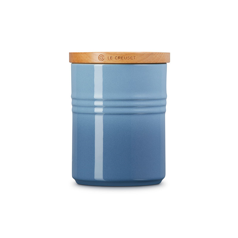 Stoneware Storage Jar, Medium, Chambray-2