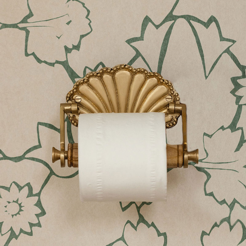 Shell Toilet Roll Holder, Brass-0