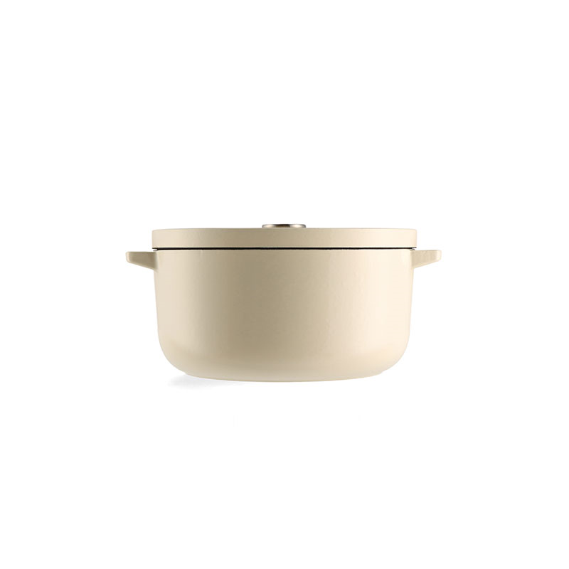 Cast Iron Non-stick Casserole Dish with Lid, 26cm, Almond Cream-1