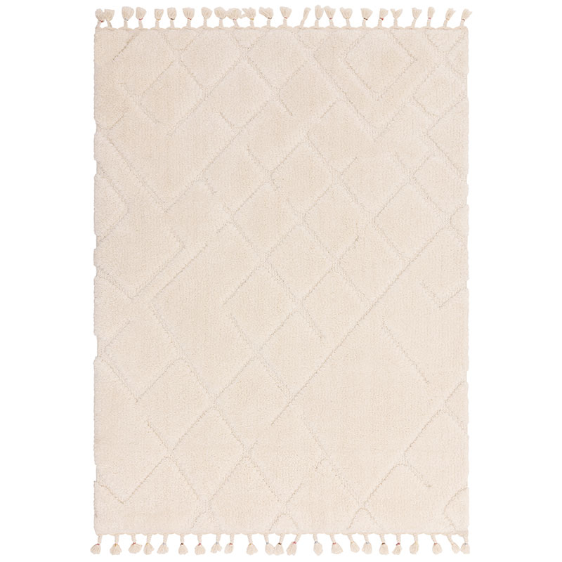 Arianna vanilla shaggy moroccan rug, 160 x 230cm, Cream-0