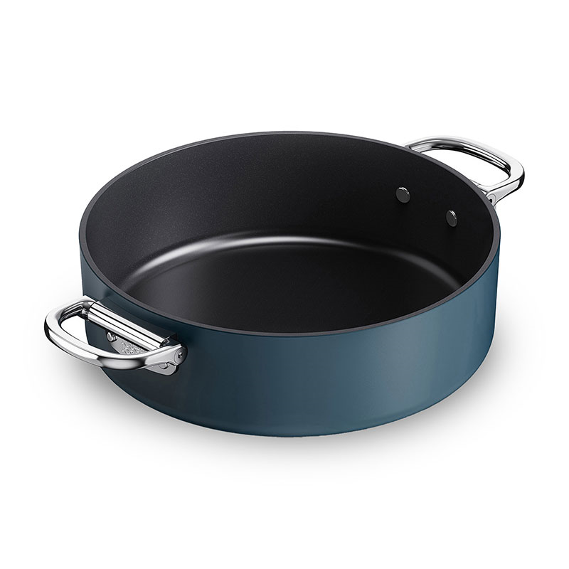 Space Folding Ceramic Non-Stick Casserole Pan & Lid, 28cm, Midnight Blue-4