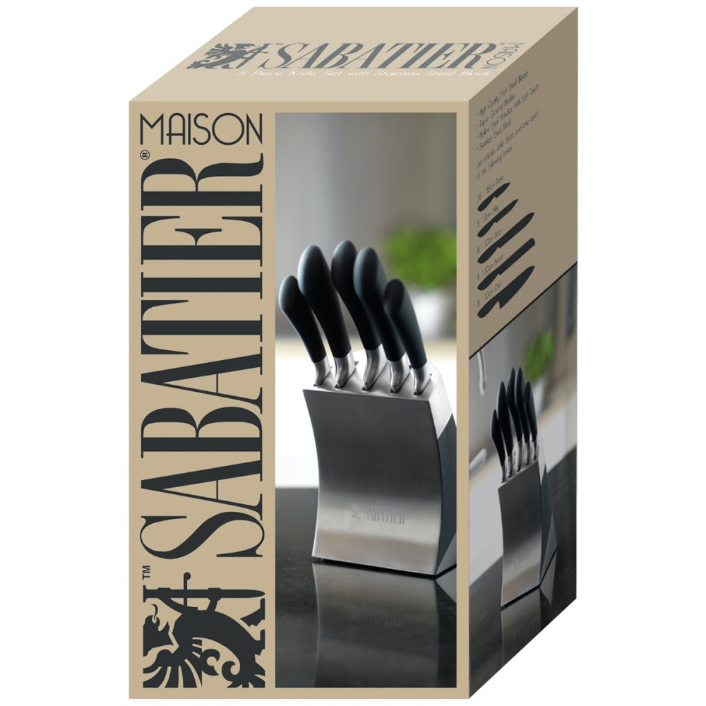 Maison 5 Piece Knife Block, Stainless Steel-3