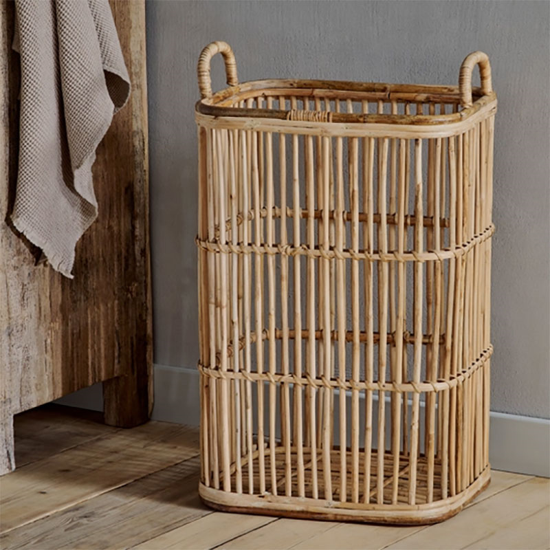 Rammi Rattan Tall Laundry Basket, Natural-1